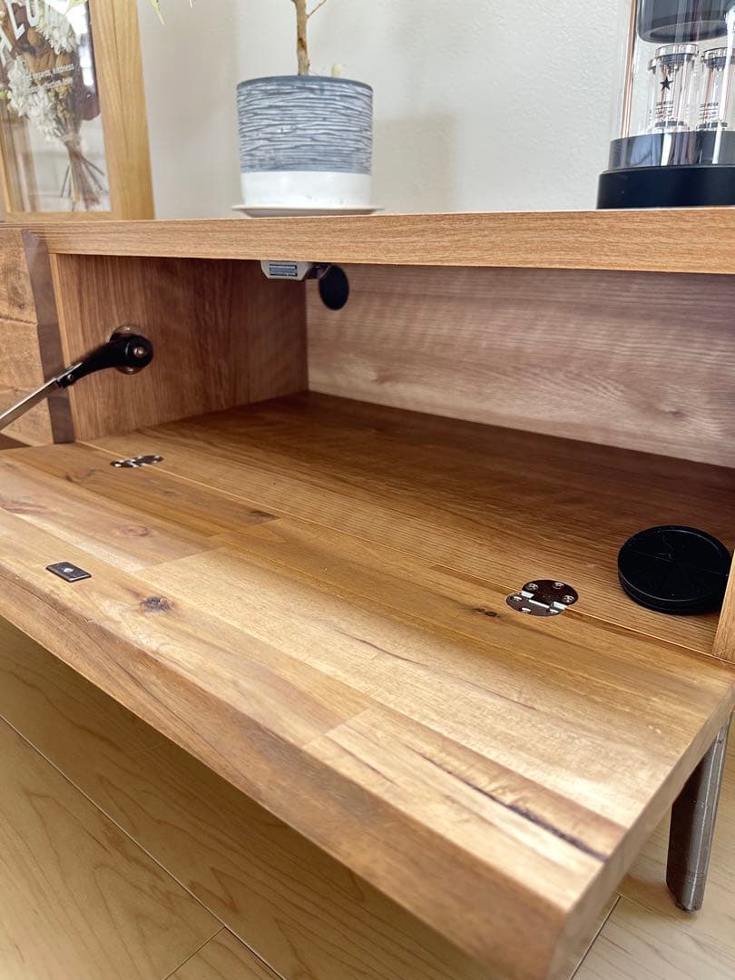 LOWYAテレビ台/テレビボード天然木 スチール脚