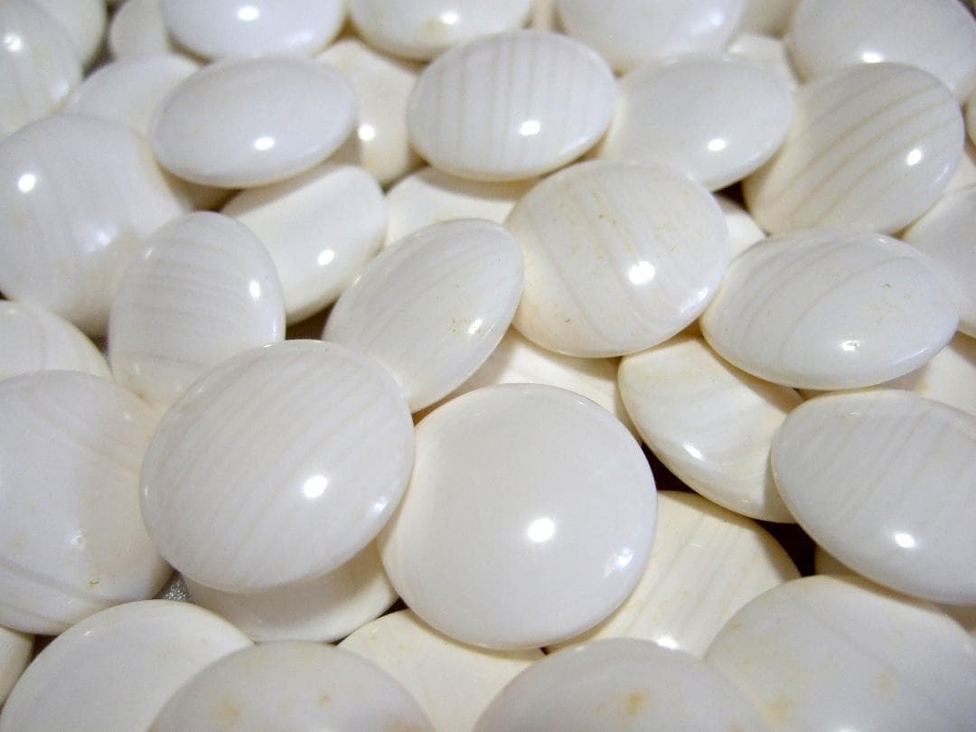 蛤碁石 那智黒石 33号碁石 白182個 黒183個 花梨特大碁筍 / 囲碁