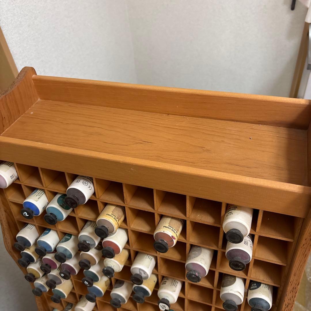 白木ラックジョソーニヤ絵の具48本付き（100本収納可能）