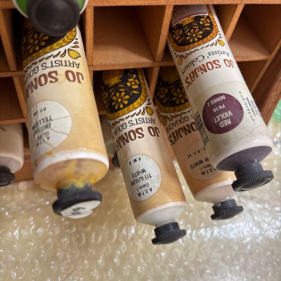 白木ラックジョソーニヤ絵の具48本付き（100本収納可能）