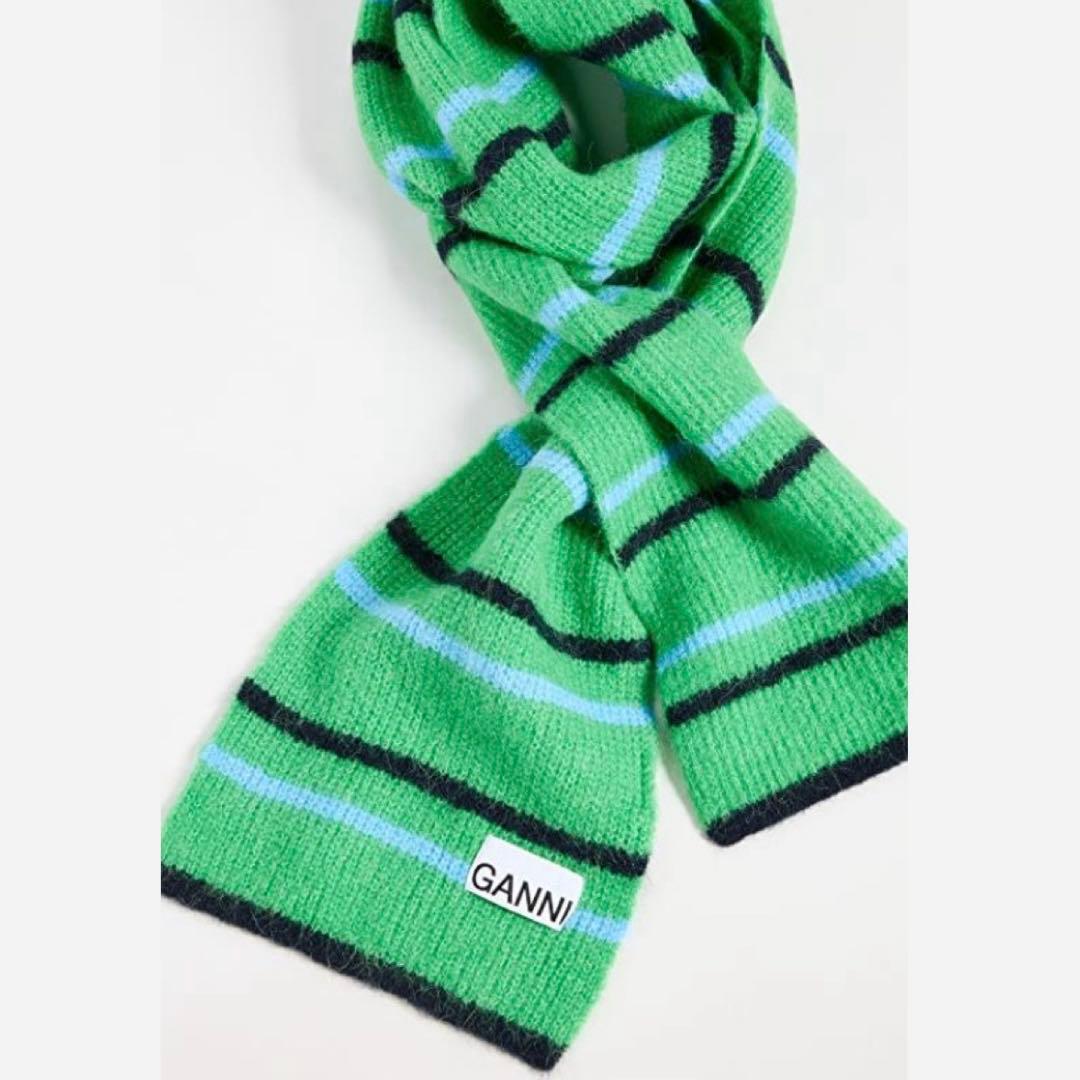 ganni ボーダー　ニットマフラー