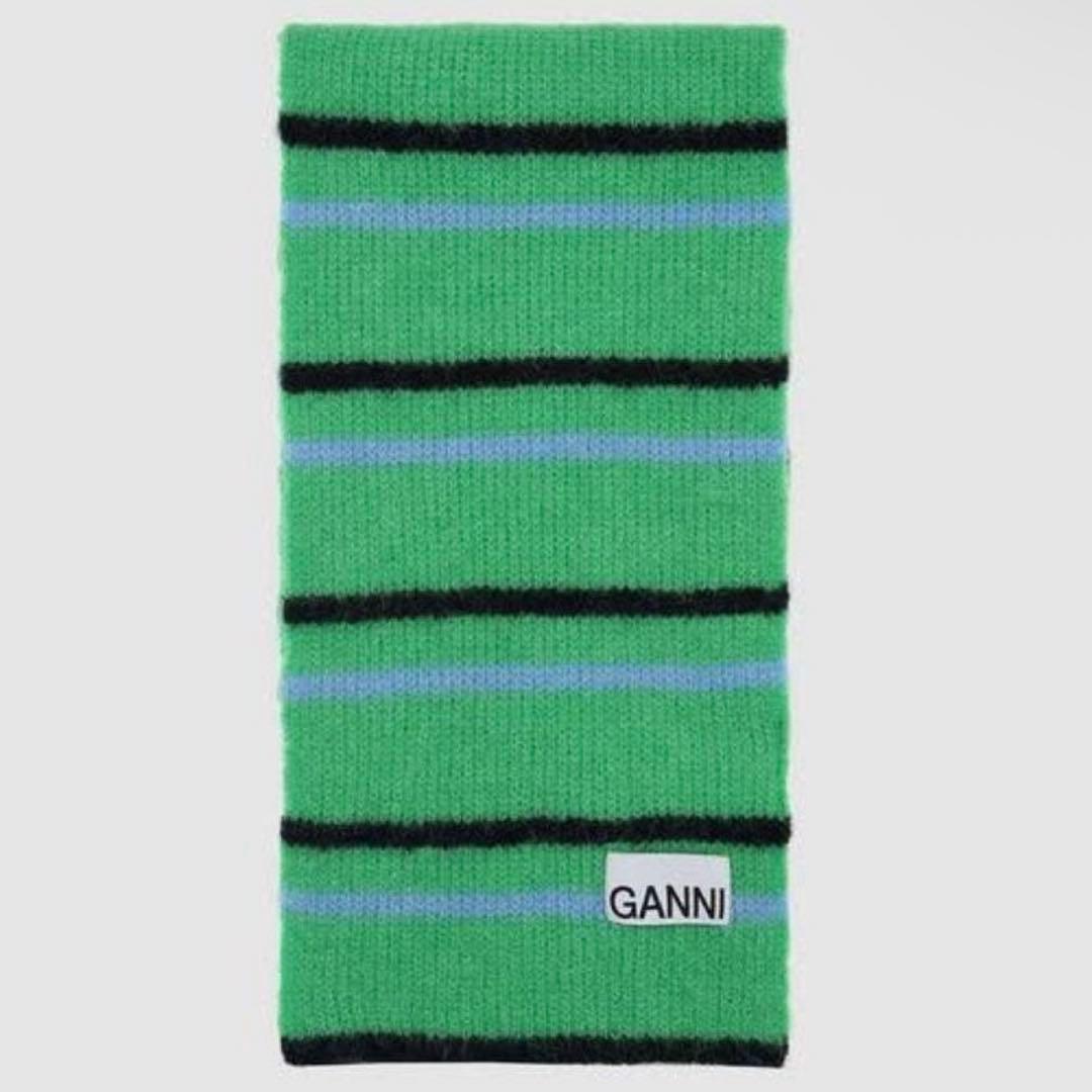 ganni ボーダー　ニットマフラー