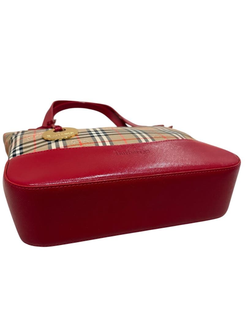 超希少 極美品 BURBERRYS バーバリーノバチェック ハンドバッグ レッド