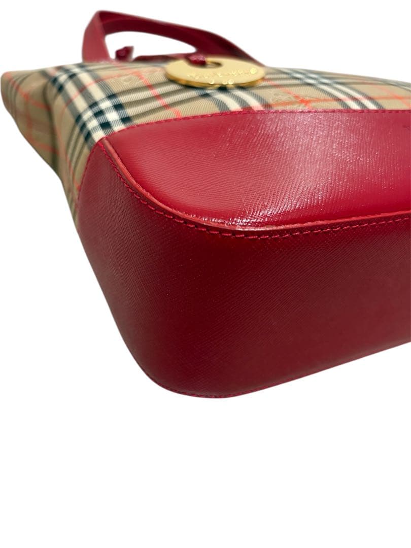 超希少 極美品 BURBERRYS バーバリーノバチェック ハンドバッグ レッド