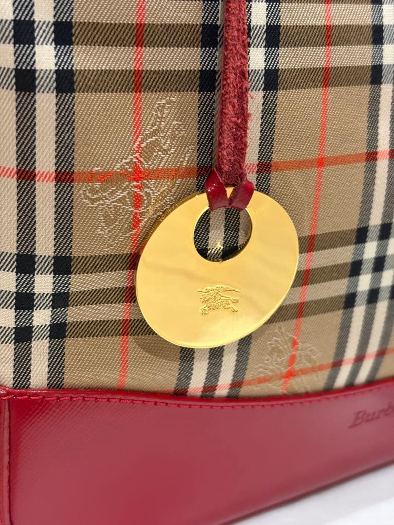 超希少 極美品 BURBERRYS バーバリーノバチェック ハンドバッグ レッド