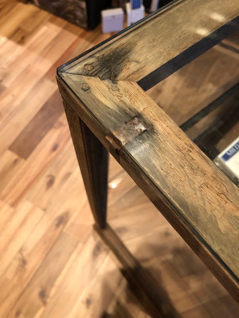 ガラスショーケース 中型 木製 ブラウン