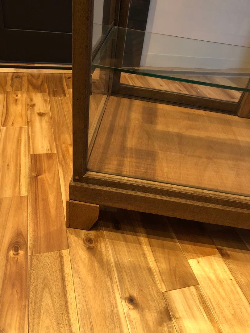 ガラスショーケース 中型 木製 ブラウン