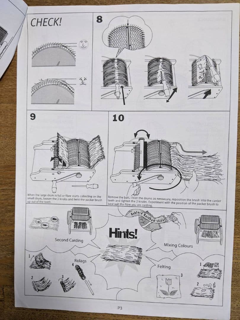 アシュフォード　ワイドドラムカーダー（木製、手廻し、2段階スピード調整）