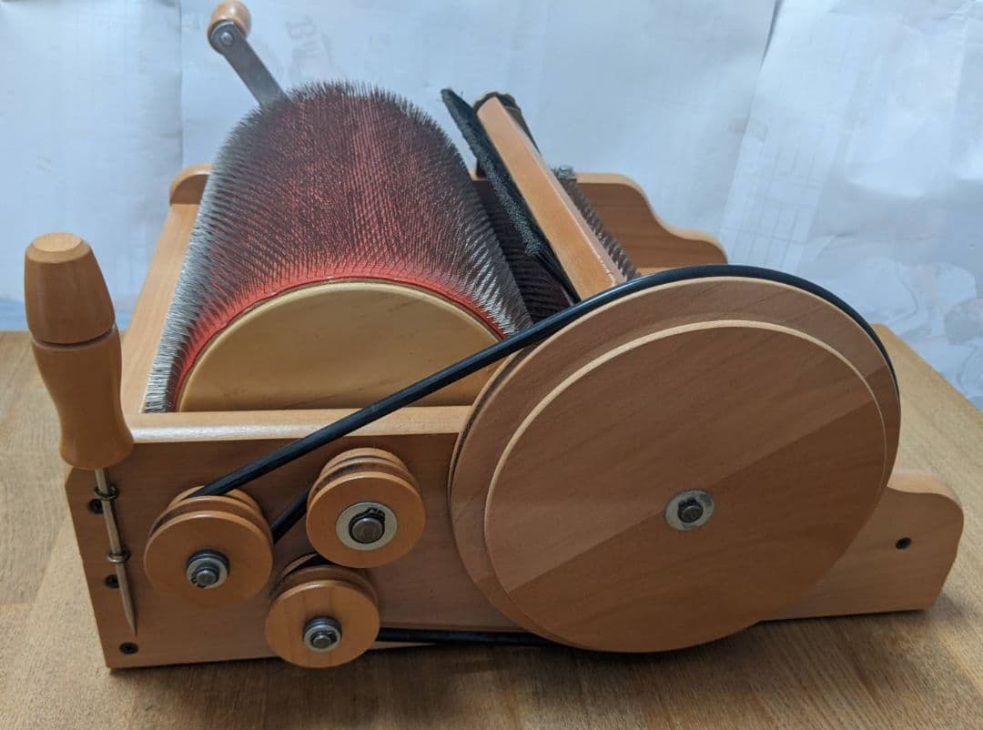 アシュフォード　ワイドドラムカーダー（木製、手廻し、2段階スピード調整）