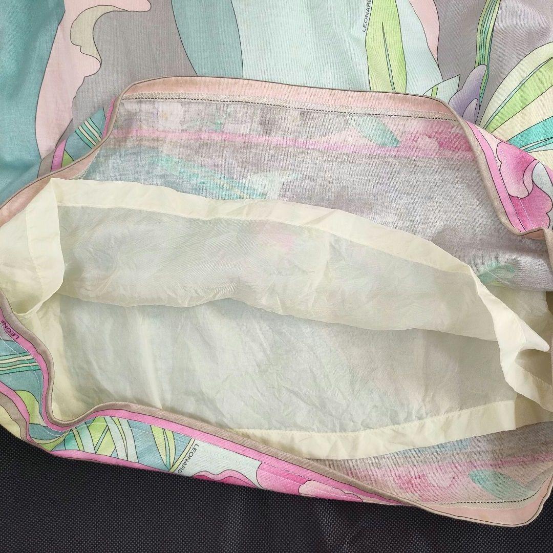 大きいサイズ タグ付き LEONARD 花柄 ロゴ スカート フラワー 裏地有り