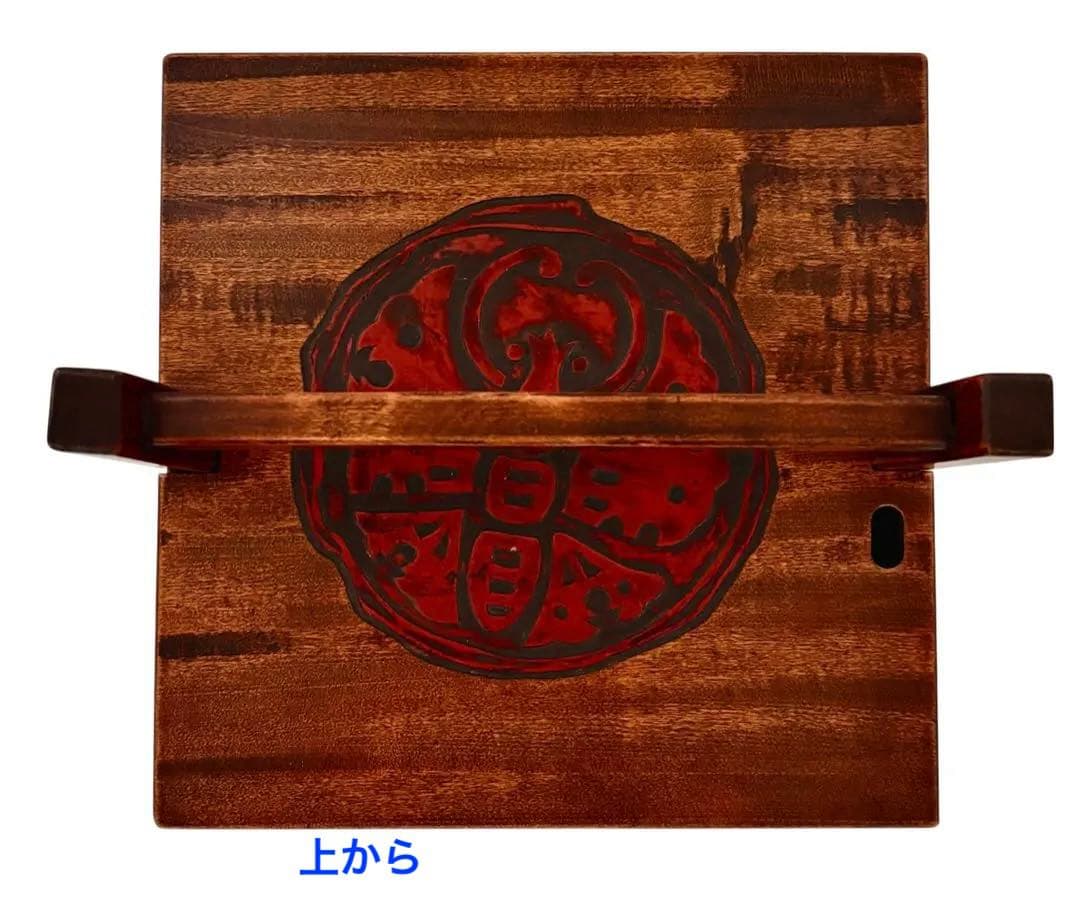 岡山特産　烏城彫　炭斗箱　炭とり箱　茶道具　箱炭　木製　割蓋　伝統工芸品　レトロ