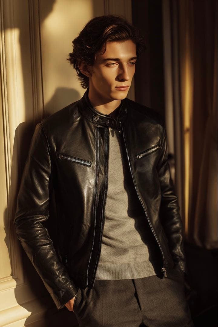 BURBERRY バーバリー ライダース ジャケット 羊革 レザー ブルゾン L