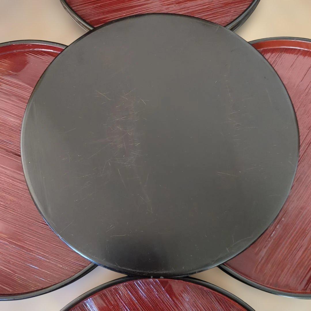 骨董　盆　お盆　丸盆　漆器　漆　お膳　お盆　5枚　木製　トレイ
