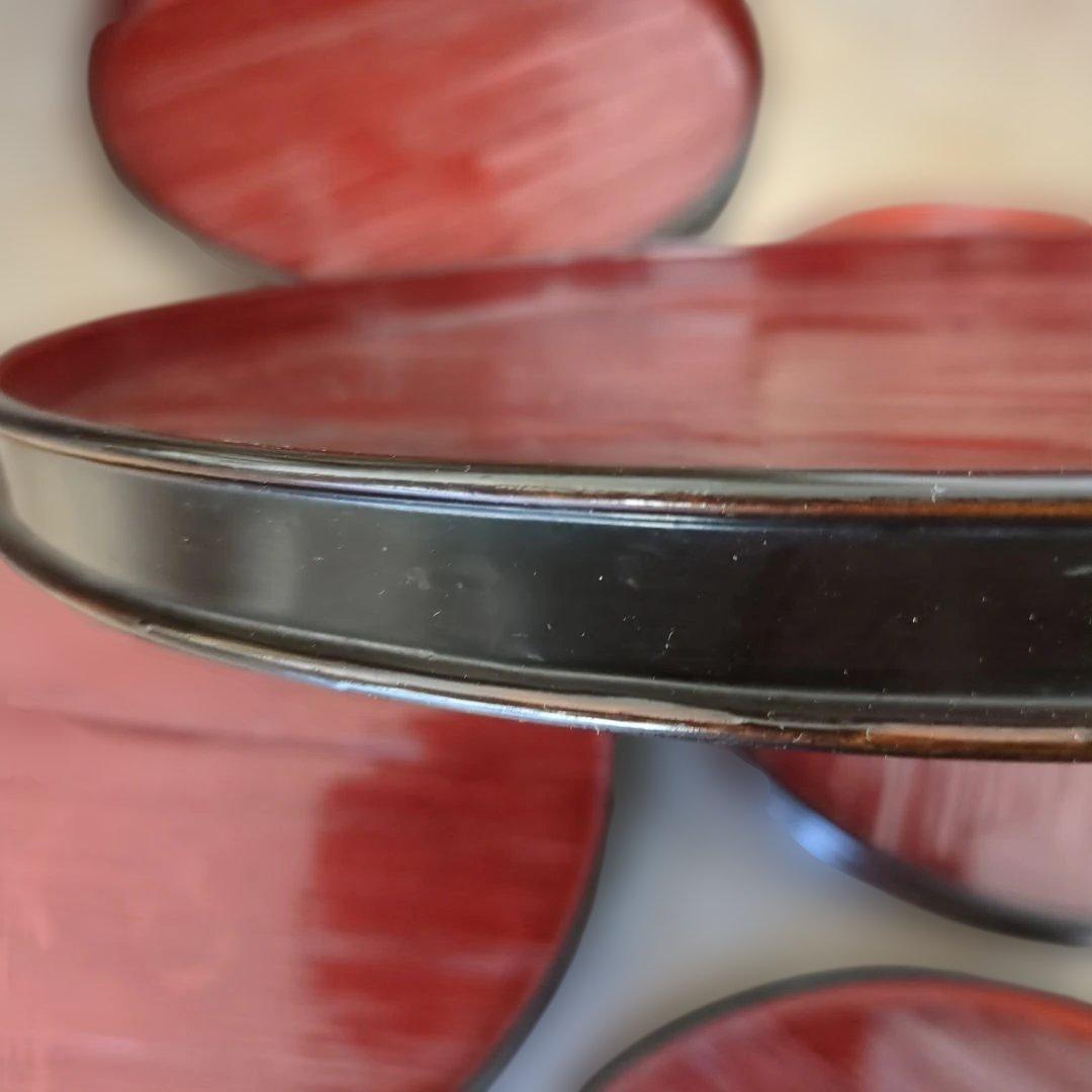 骨董　盆　お盆　丸盆　漆器　漆　お膳　お盆　5枚　木製　トレイ