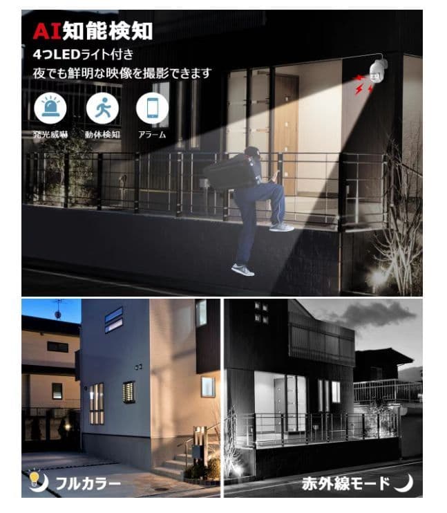 500万高画素 POE有線防犯カメラセット4台 2TBHDD wifi不要