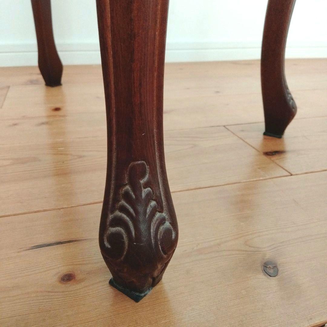 アンティーク大理石 サイドテーブル 猫足花彫刻