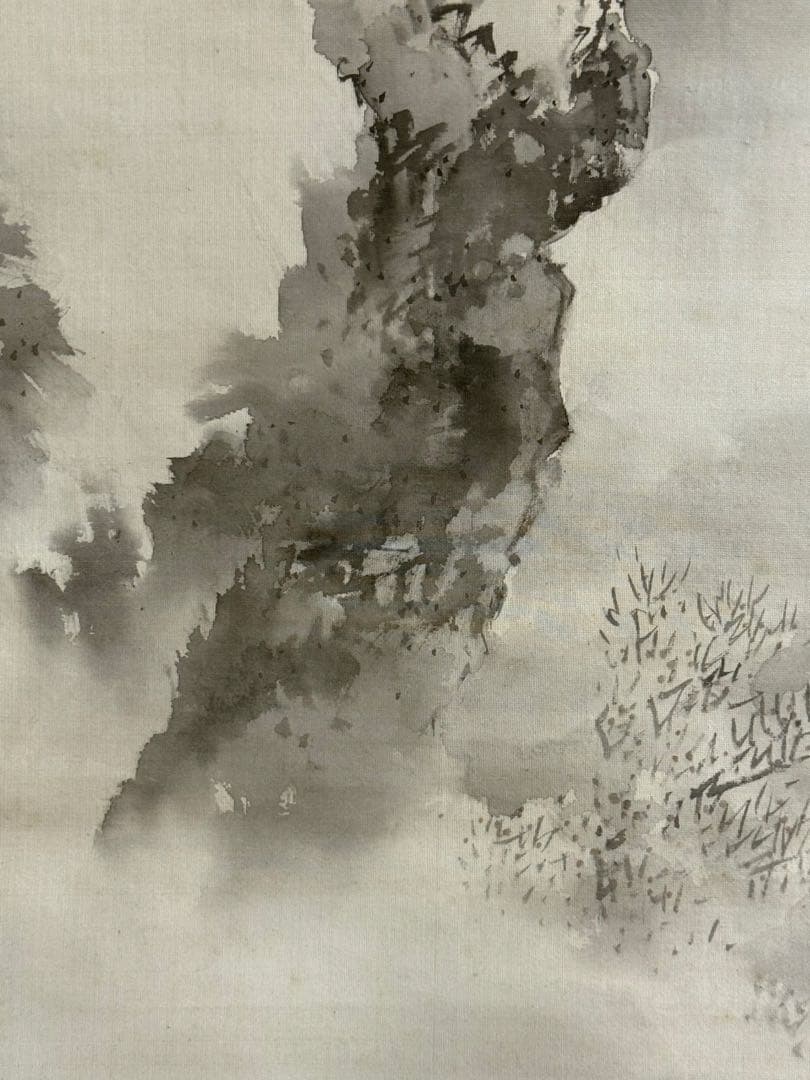 雪山図　絹本肉筆　英彦筆　掛軸　木箱入　送料込み259618