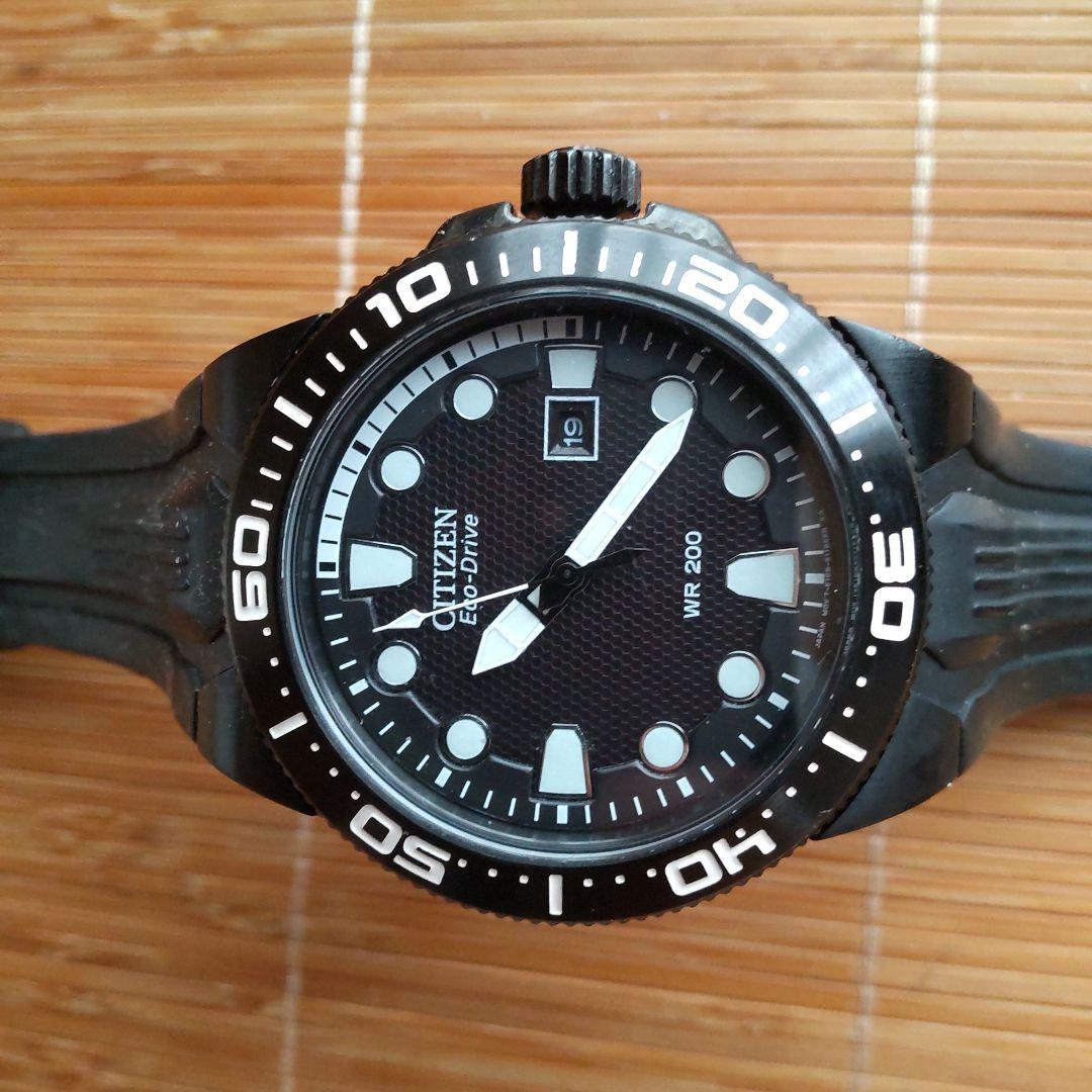 美品【稼働品】CITIZEN/シチズン/エコドライブ/ダイバー/デイト/ブラック