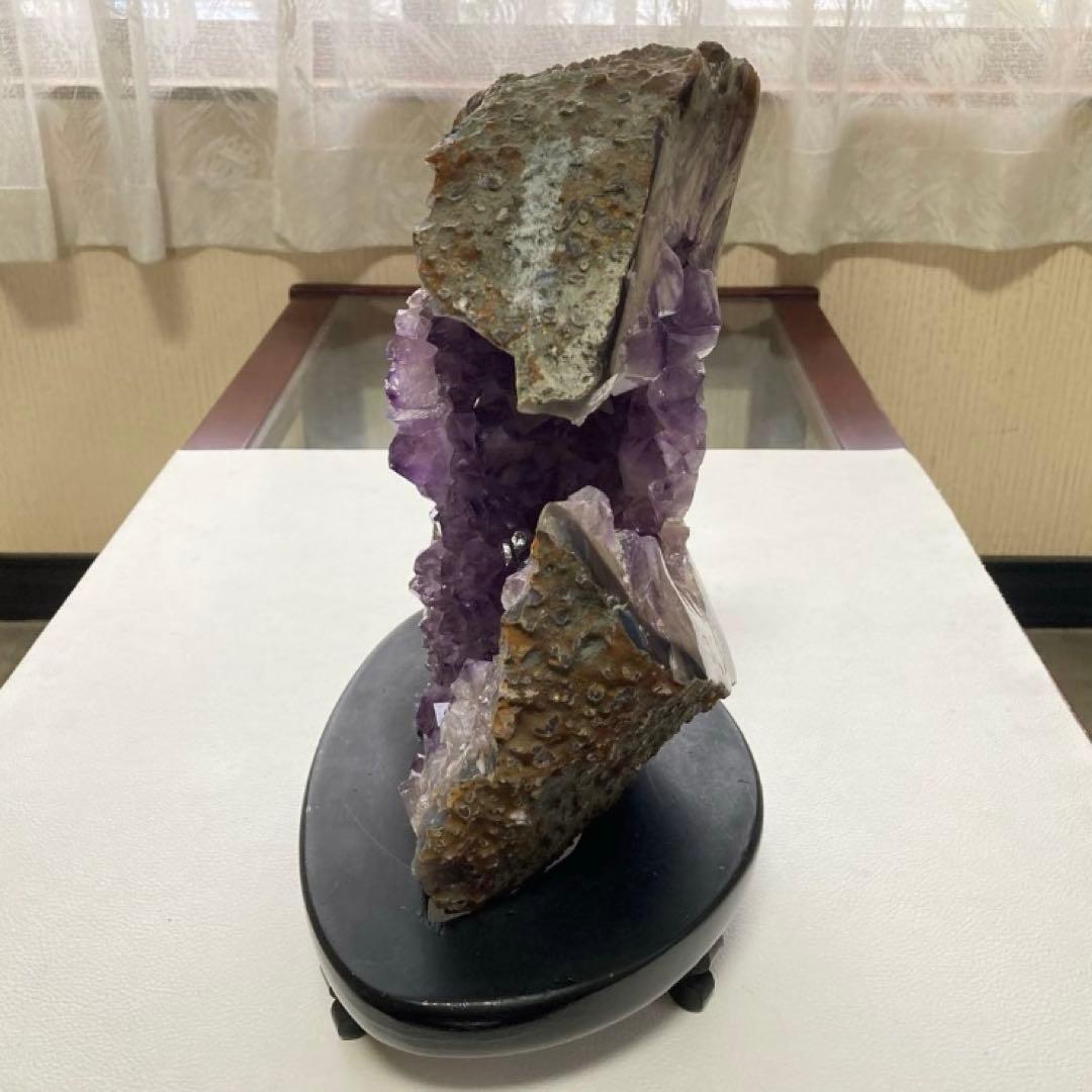 アメジスト 鑑賞石 原石 天然石 紫色 置物 オブジェ 台座 大型 約5.9kg