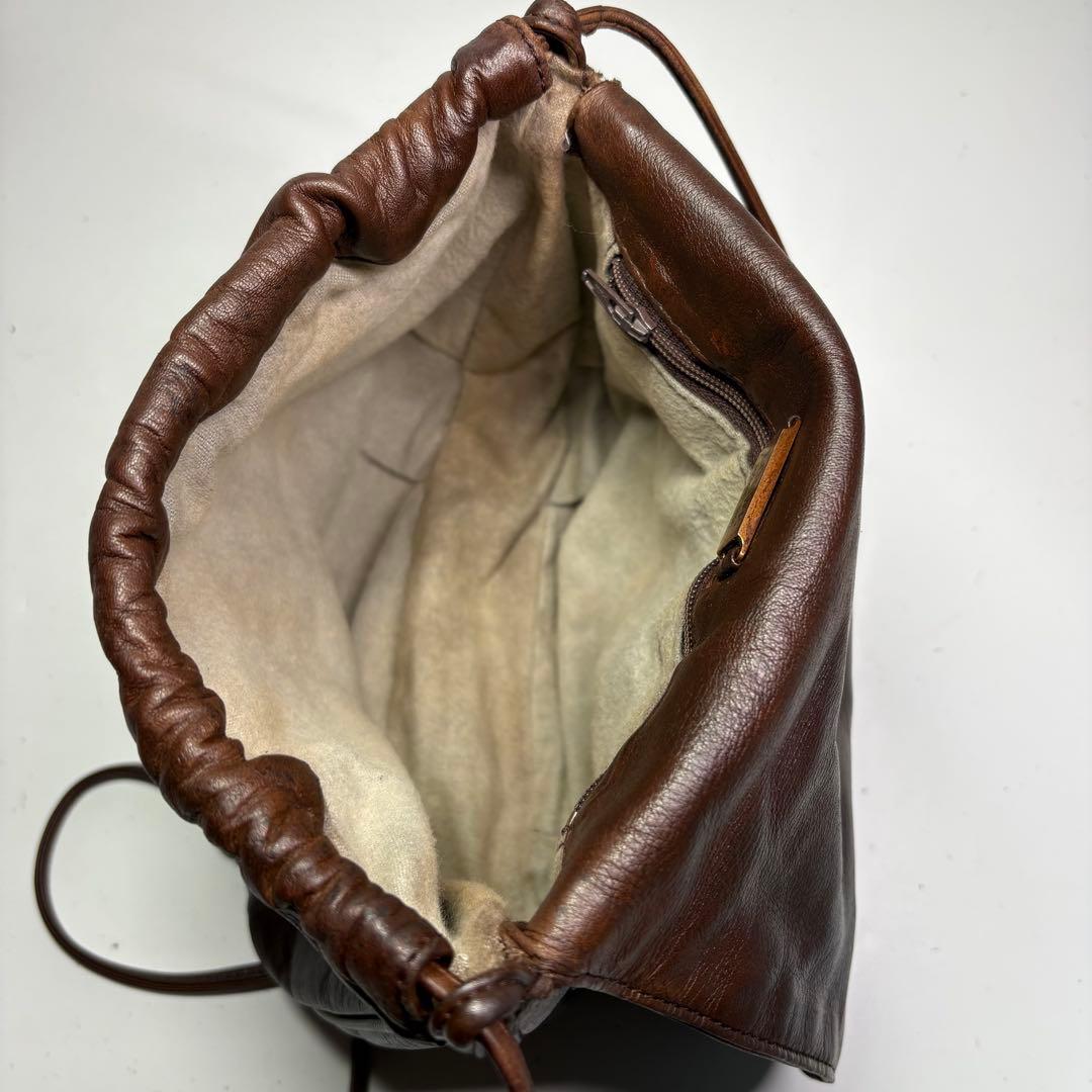 美品　ロエベ ナッパレザー ビンテージショルダーバッグ アナグラム　ブラウン