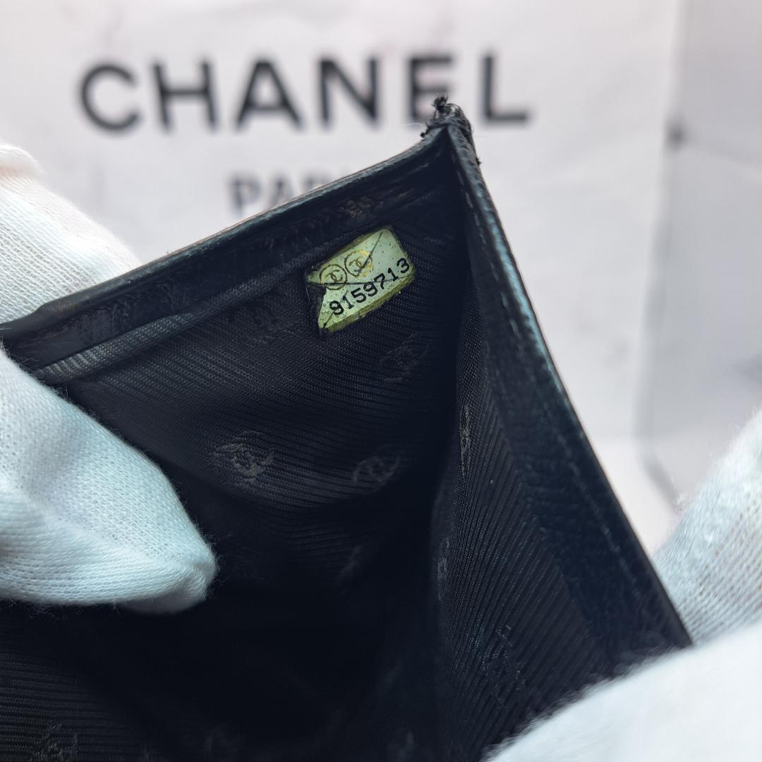 CHANEL　ココボタン　ブラック　 三つ折り財布