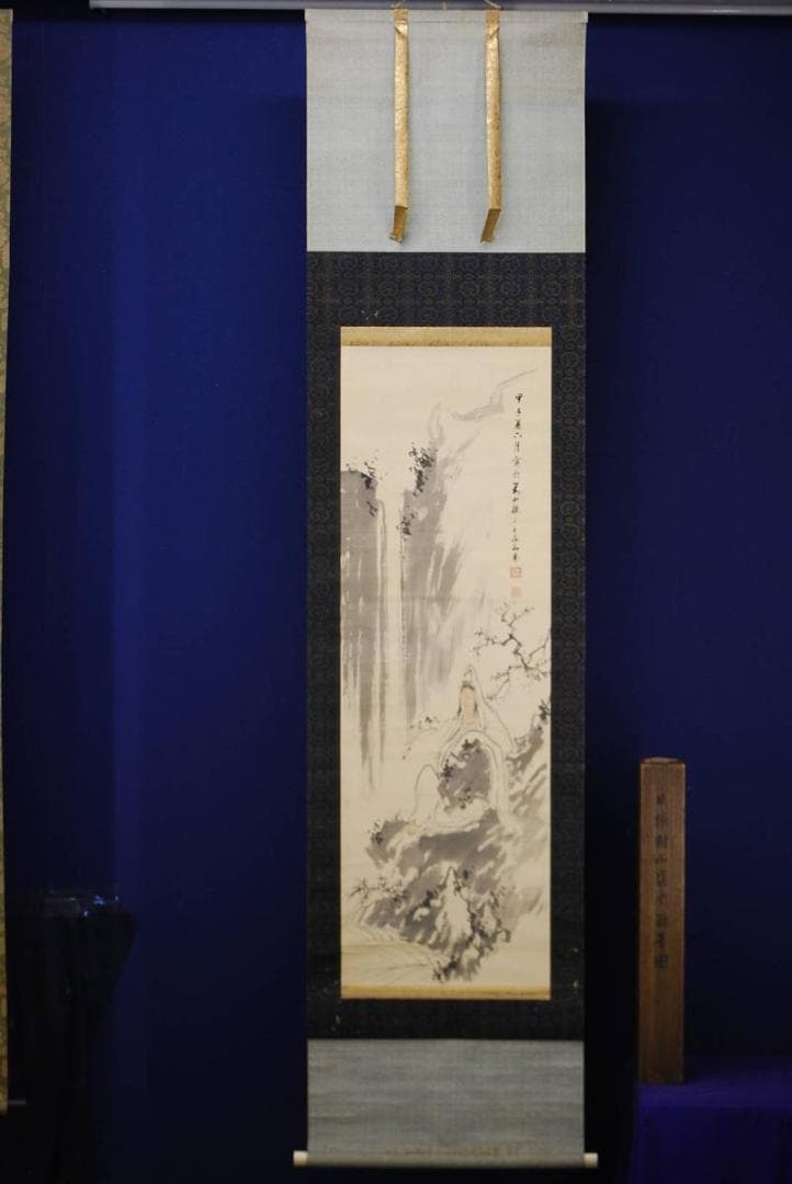 模写/日根對山/瀧に観音図/布袋屋掛軸HD-287