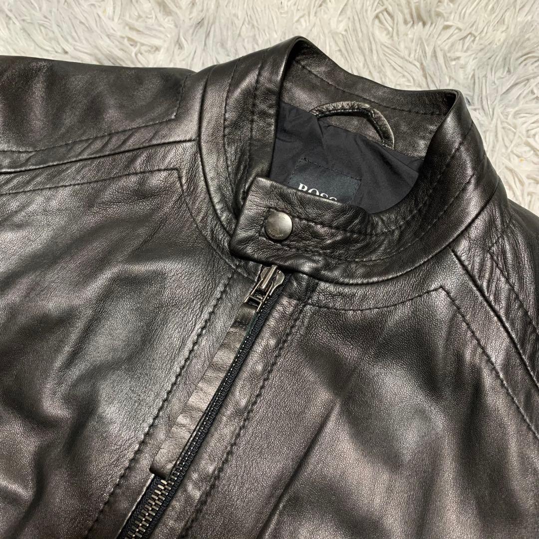 極美品 L HUGO BOSS ヒューゴボス レザージャケット ライダース