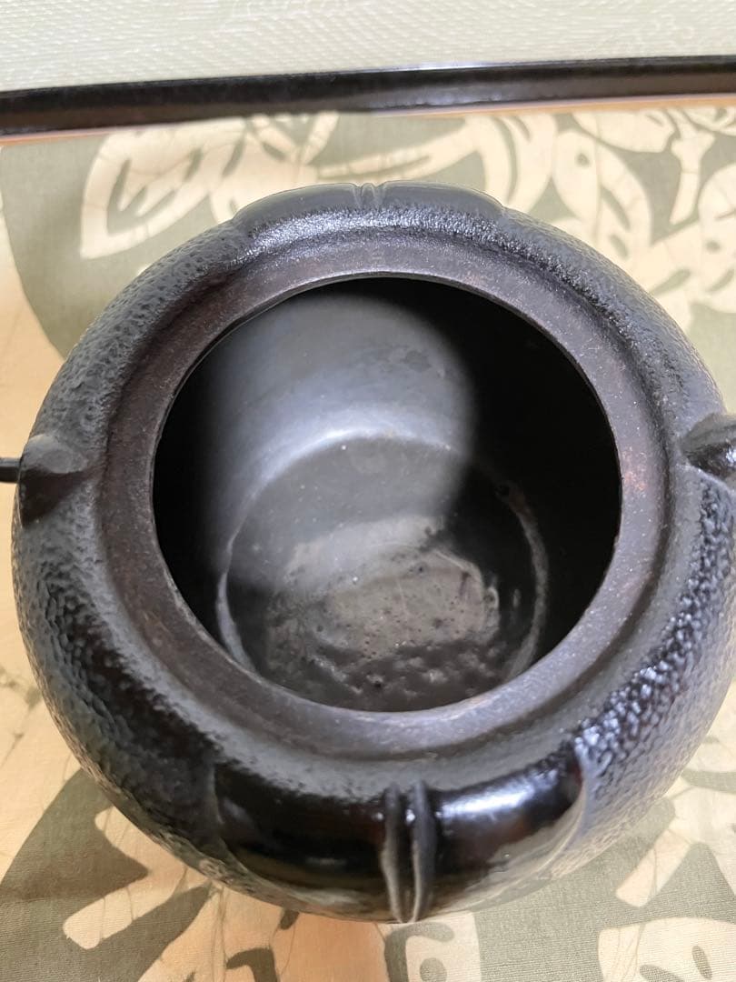 木の葉柄　急須　鉄器 金属工芸 美術品 鉄急須 茶道具 鉄器 鉄瓶 鉄製