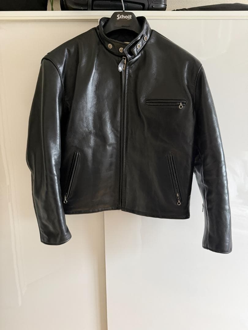 【美品】ビックサイズSchott ブラック 641HH ホースハイド