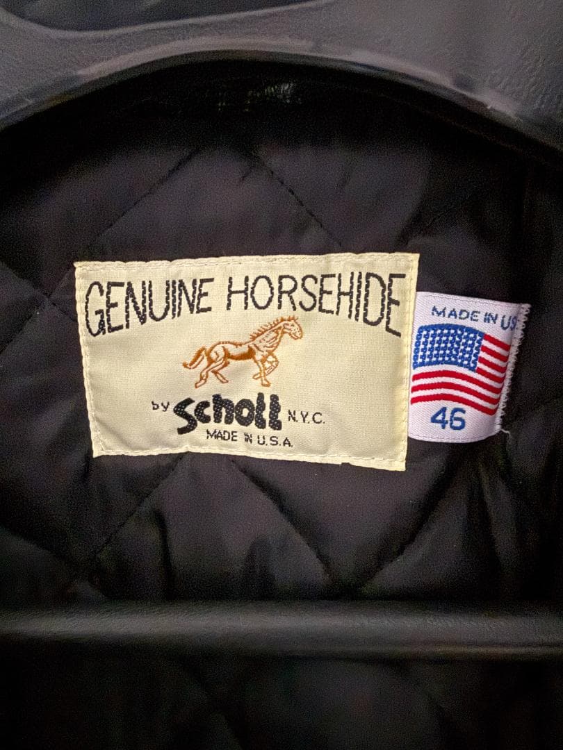 【美品】ビックサイズSchott ブラック 641HH ホースハイド