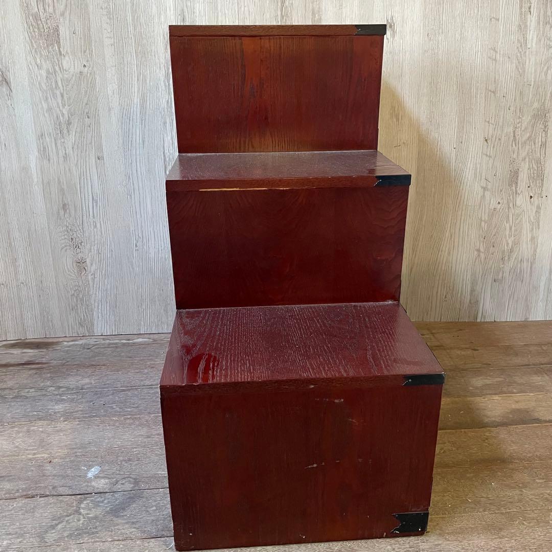 階段箪笥 昭和レトロ 左下り 飾り棚 収納棚 アンティーク家具 小物収納