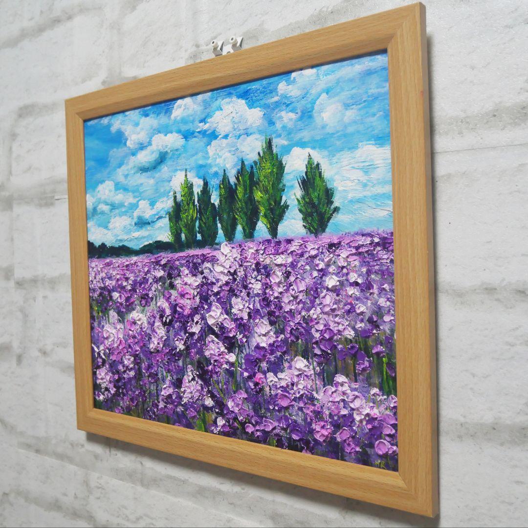 油絵 油彩 油彩画 絵 絵画【青空の下に咲くラベンダー】