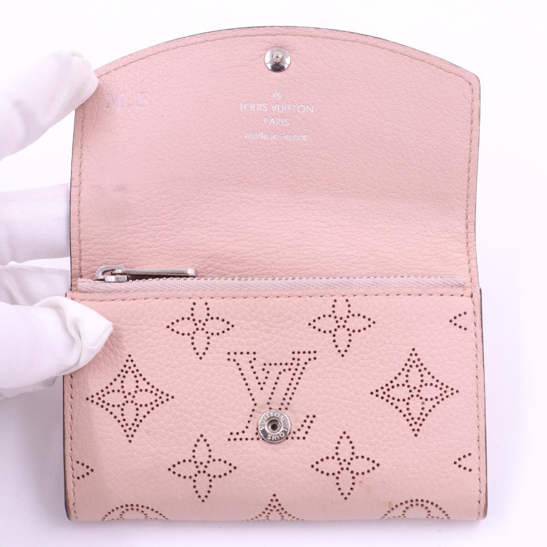 ルイヴィトン マヒナ ポルトモネ アナエ 財布 ピンク 箱付 ★イニシャル跡あり