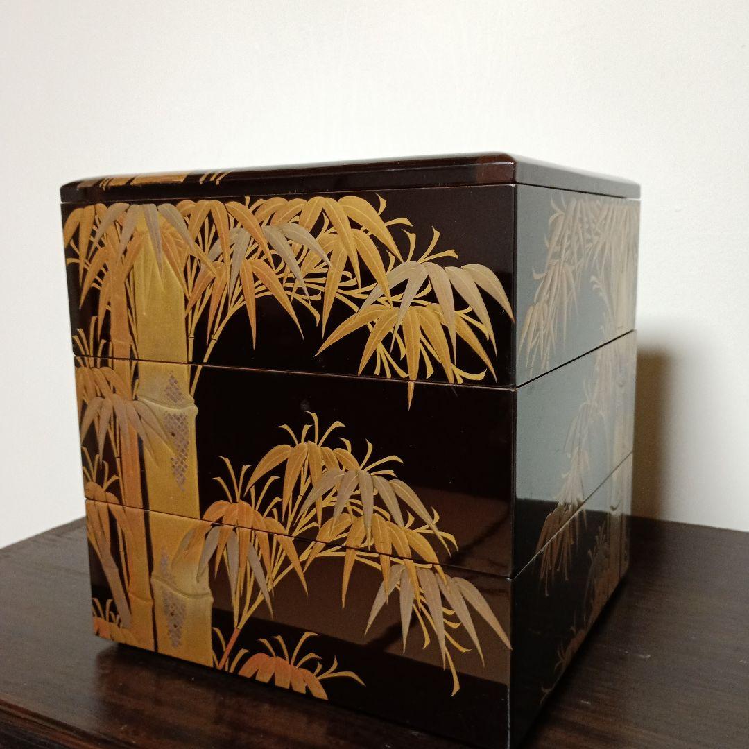 竹のデザイン重箱 漆器