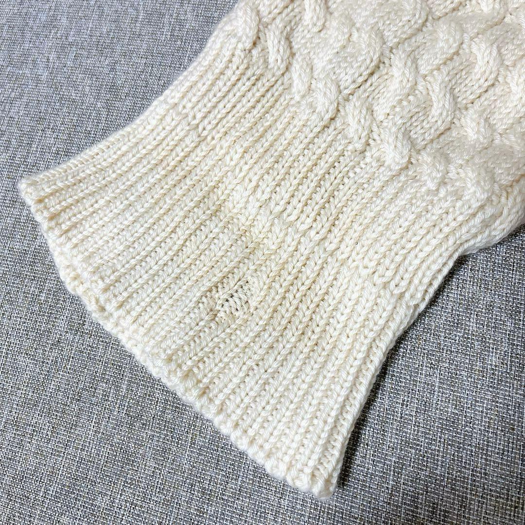 【訳あり】モンクレール ケーブル編み ニット帽 アイボリー