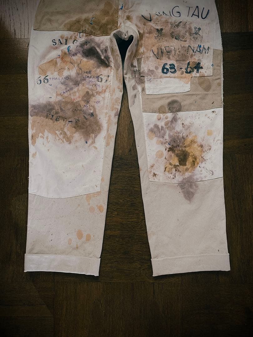 Ralph Lauren ダブルニー チノパン ペイント リメイク 古着