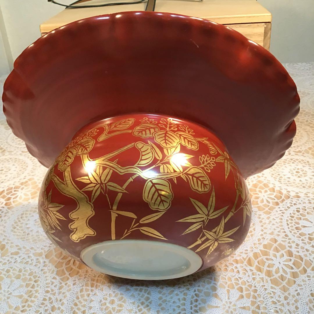 茶道具 水指 砂金袋 金襴手孔雀 桐竹 林 淡幽 造 共箱 Ｎ89a