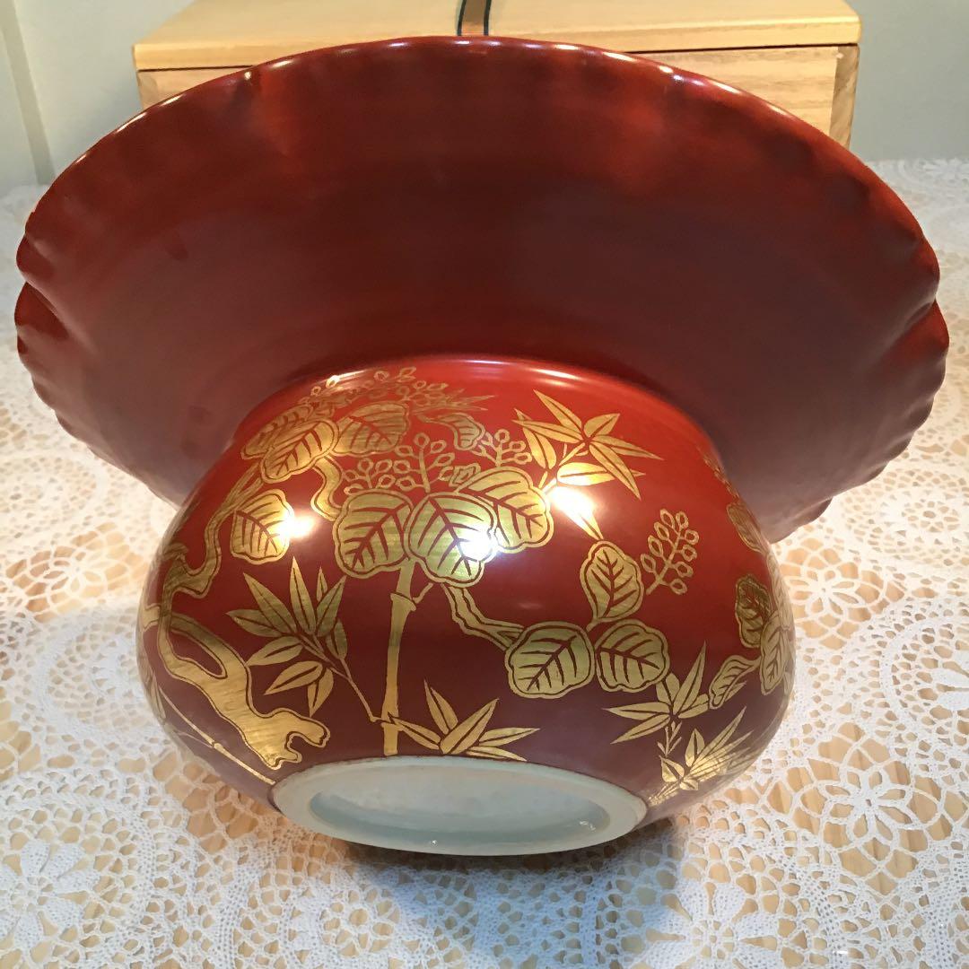 茶道具 水指 砂金袋 金襴手孔雀 桐竹 林 淡幽 造 共箱 Ｎ89a