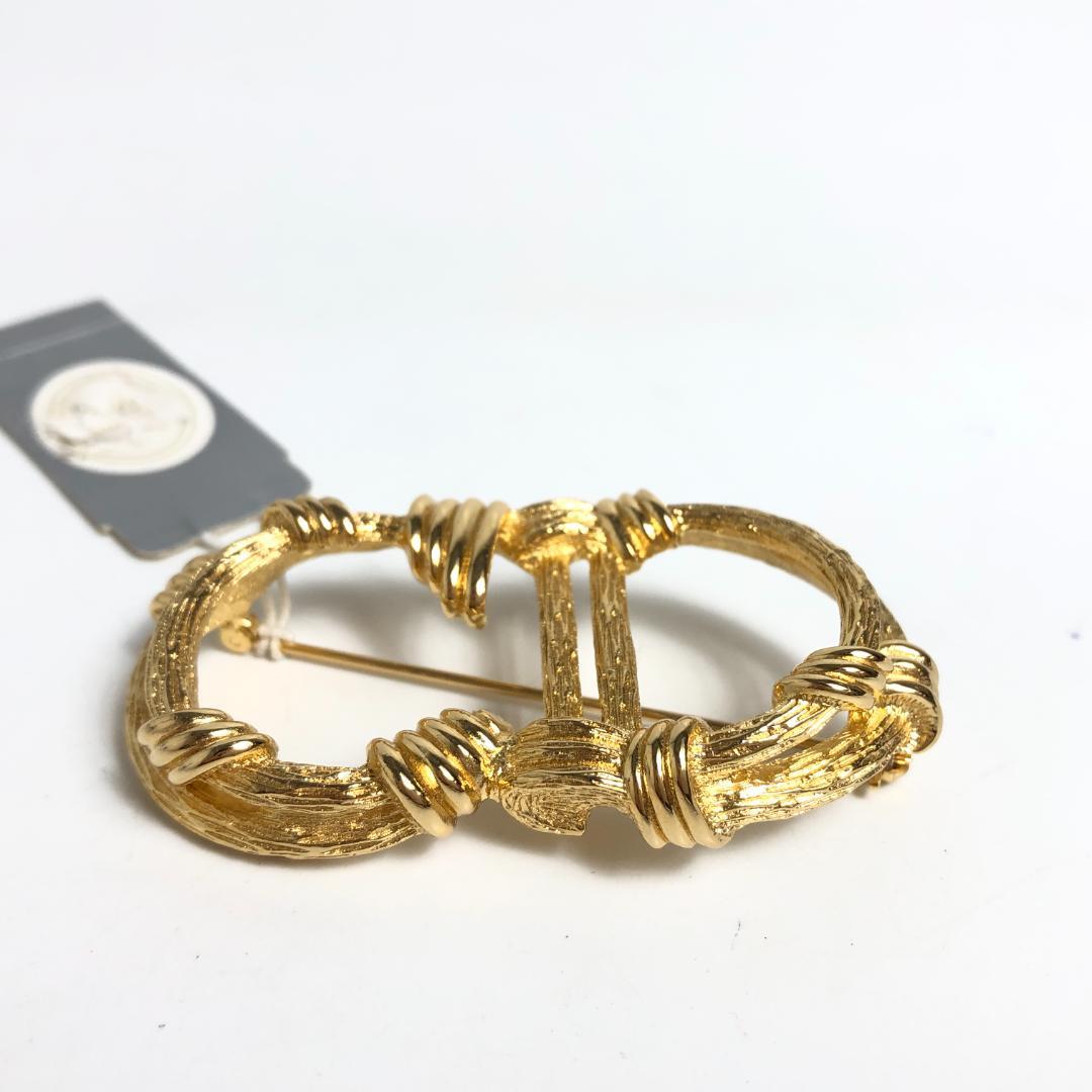 【未使用保管品】1E135/ディオール/ブローチ/CDロゴ/ゴールド/オールド