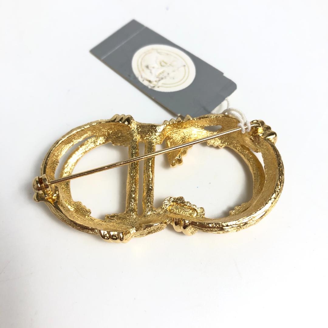 【未使用保管品】1E135/ディオール/ブローチ/CDロゴ/ゴールド/オールド