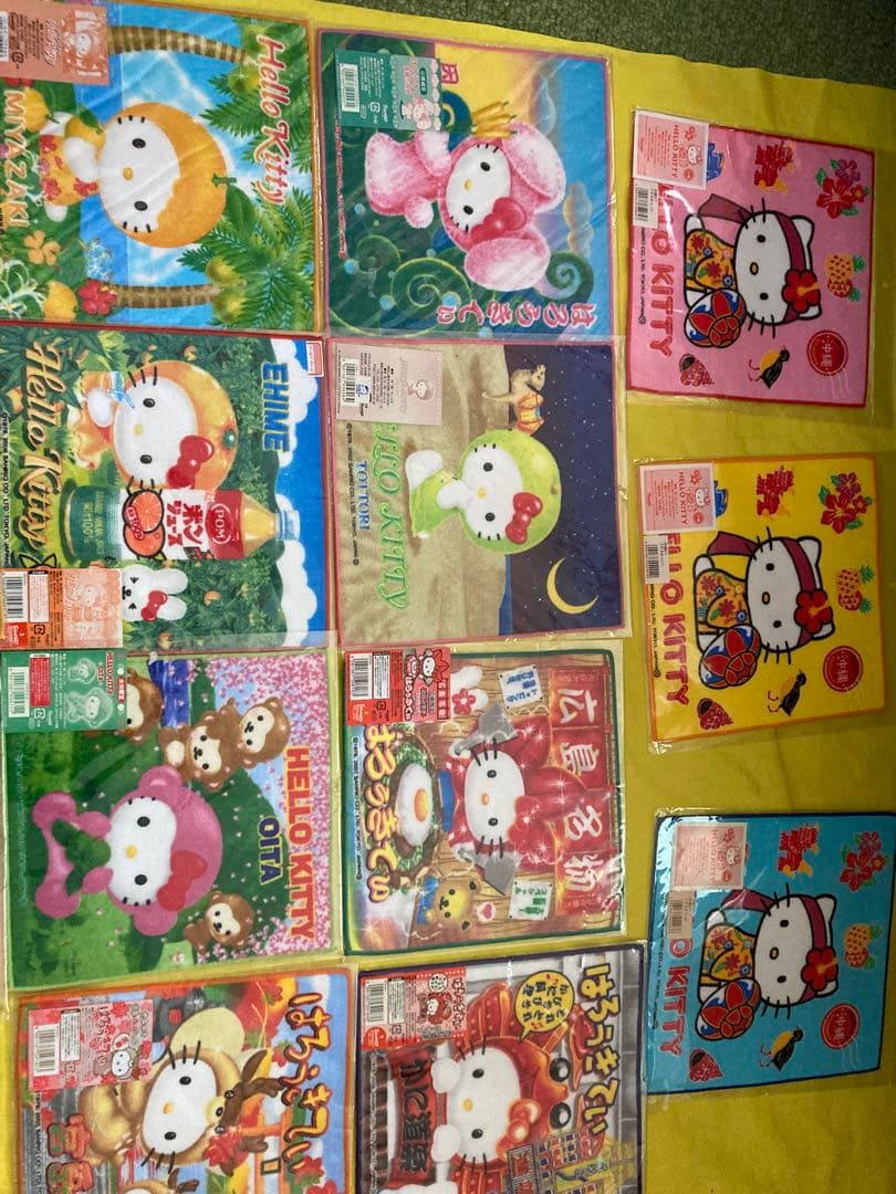 12345 ご当地‼️✳️キティタオルハンカチ‼️43枚✳️プチタオルサンリオ　レトロ