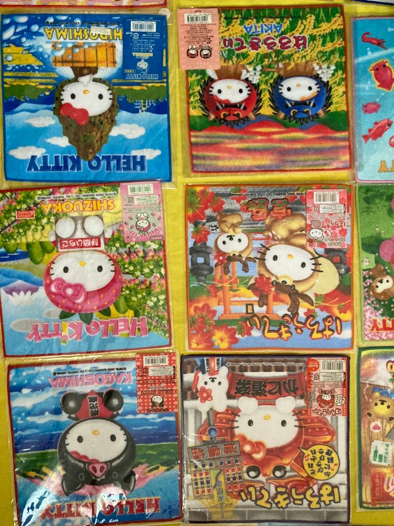 12345 ご当地‼️✳️キティタオルハンカチ‼️43枚✳️プチタオルサンリオ　レトロ