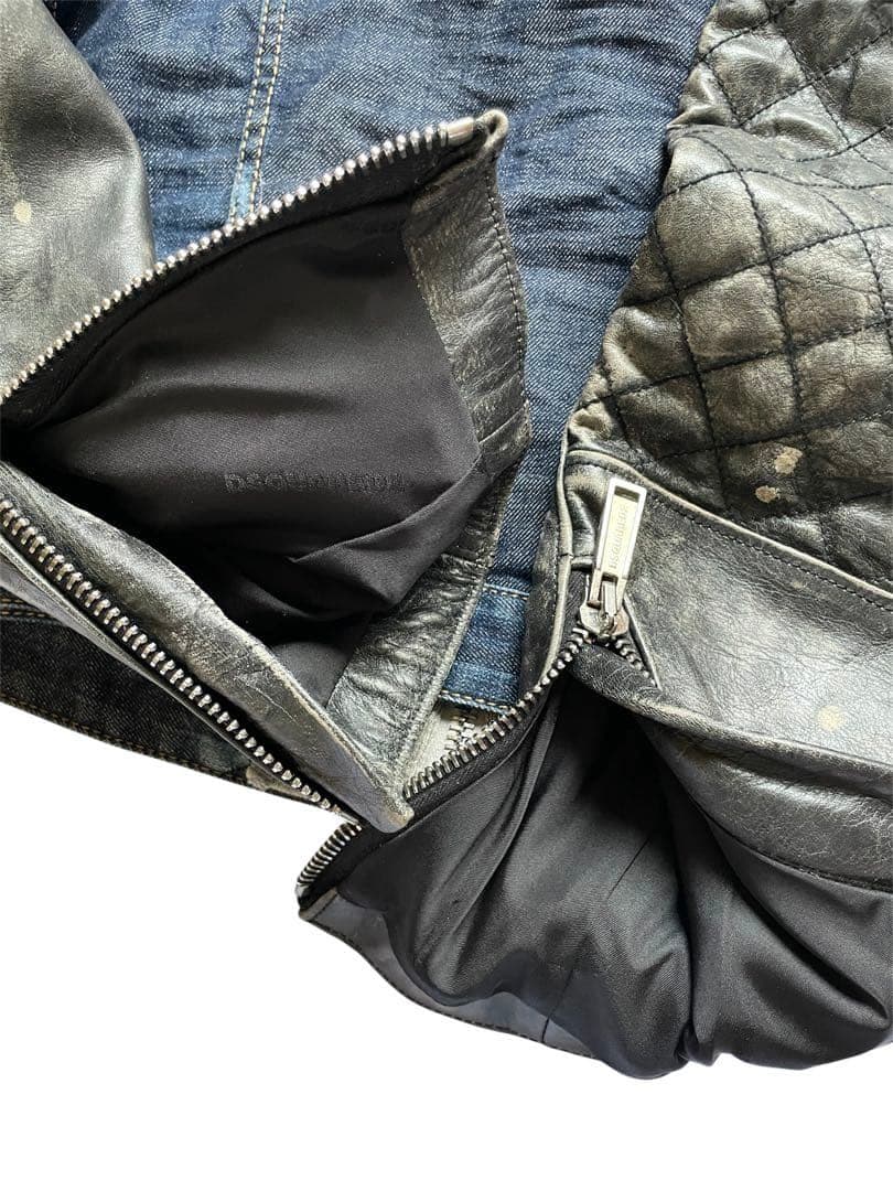 定価28万希少・新品・タグ付　袖レザーハイブリッド デニムジャケット サイズ44