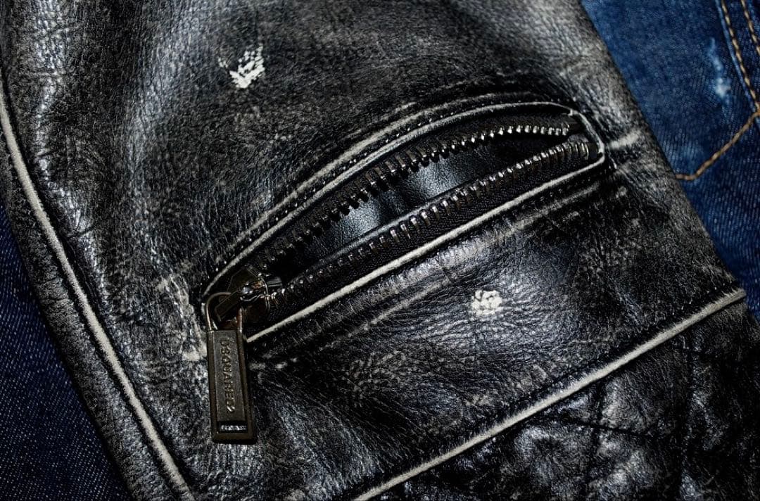 定価28万希少・新品・タグ付　袖レザーハイブリッド デニムジャケット サイズ44