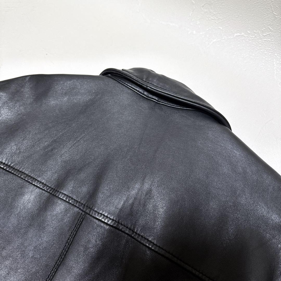 【極美品】XLサイズ ナノユニバース シープスキン シングルライダース 黒 赤