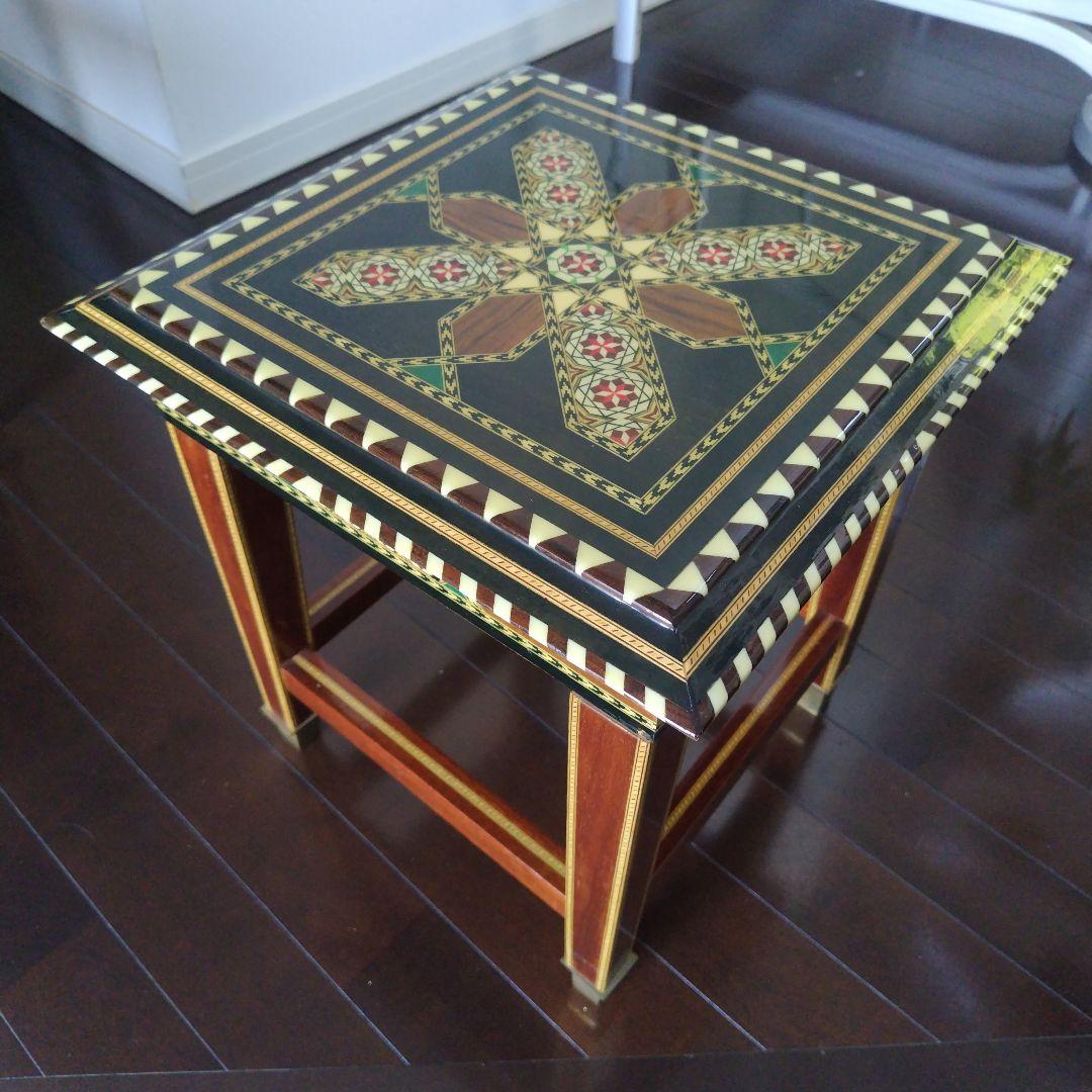 アンティーク 象嵌 寄木細工 天然木 ウッドチェア 飾り台