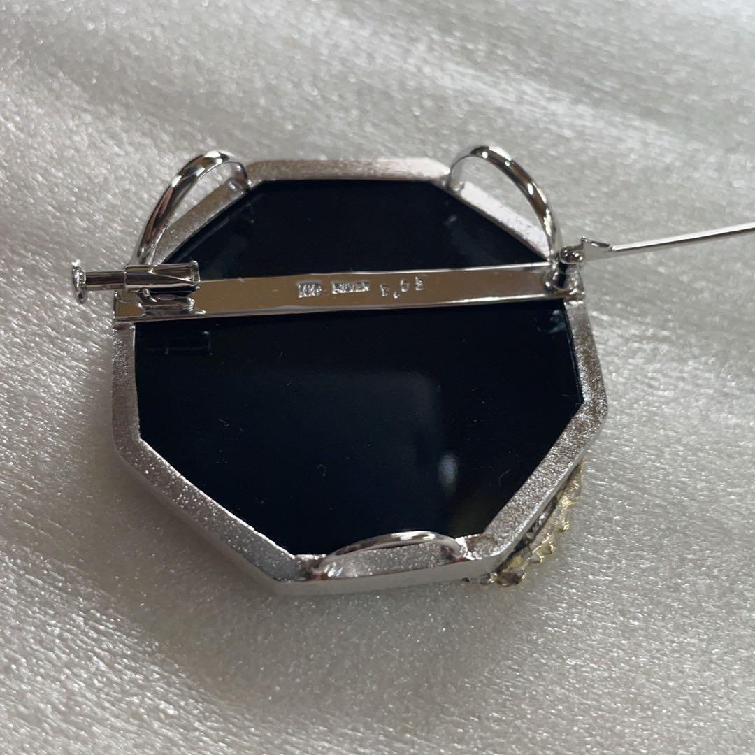 K18 SV925 メノーカメオ ダイヤモンド付き ブローチ ペンダント