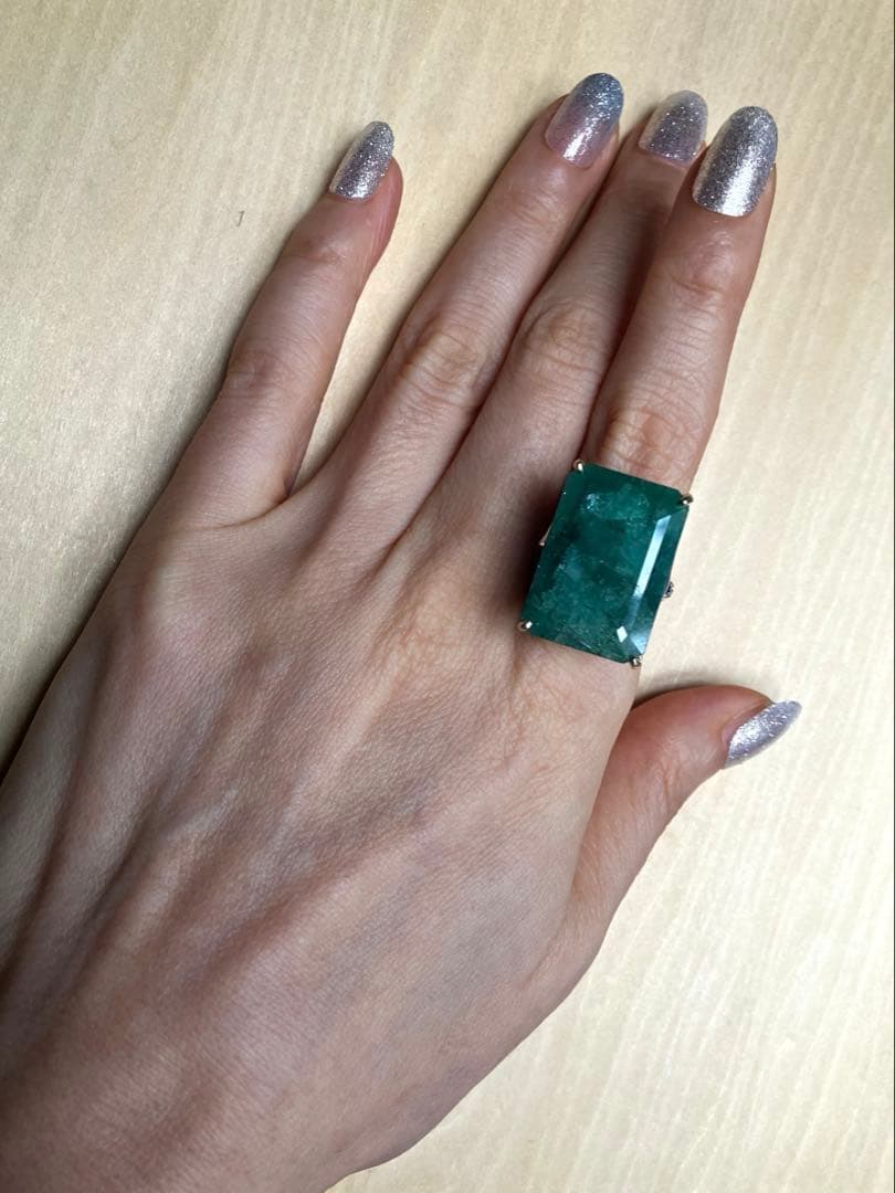 訳あり32ctグリーンベリルリング・指輪ゴールドK18金ゴールド 匿名配送