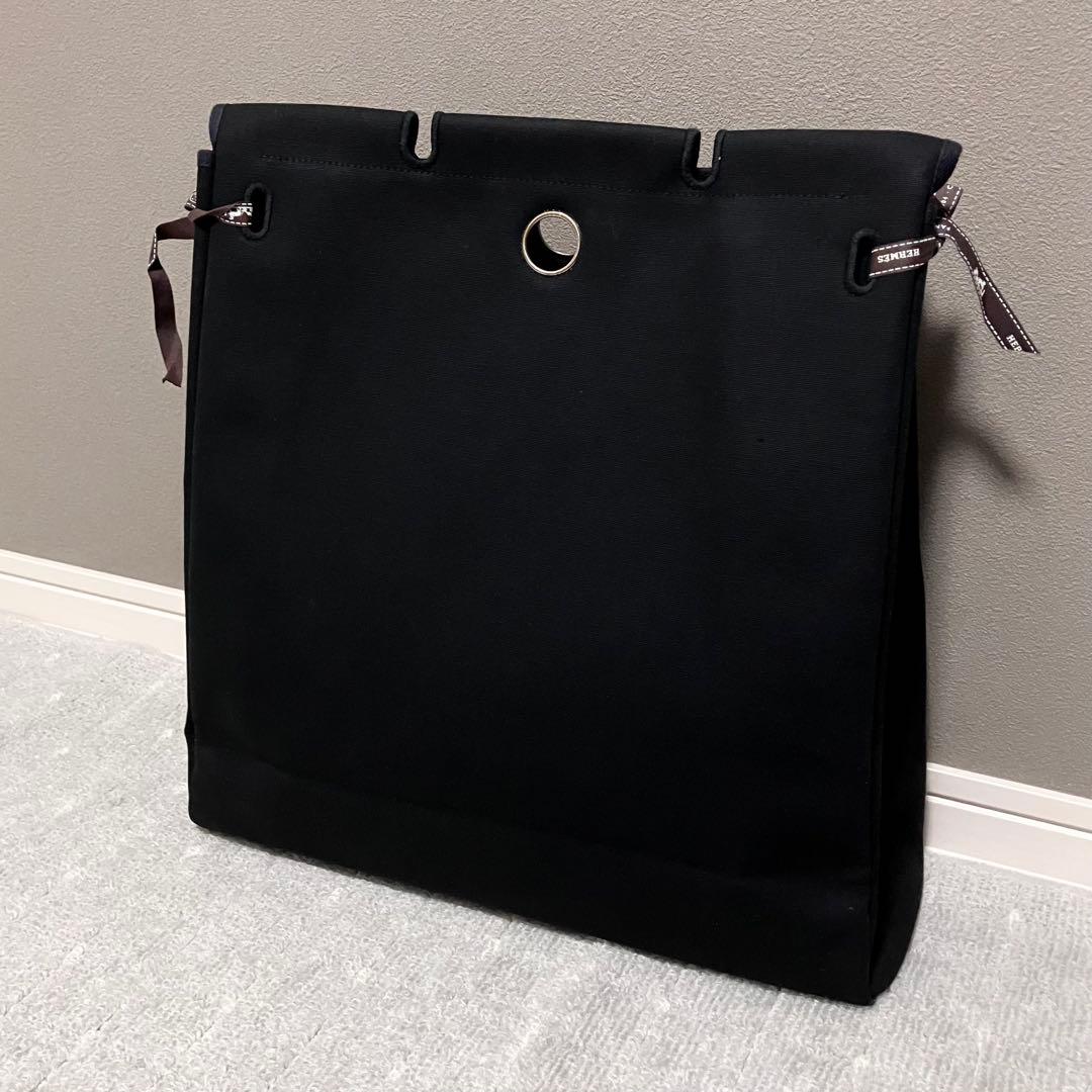エルメス［エールバッグ］MM用　替えバッグ　ブラック　キャンバス　シルバー金具