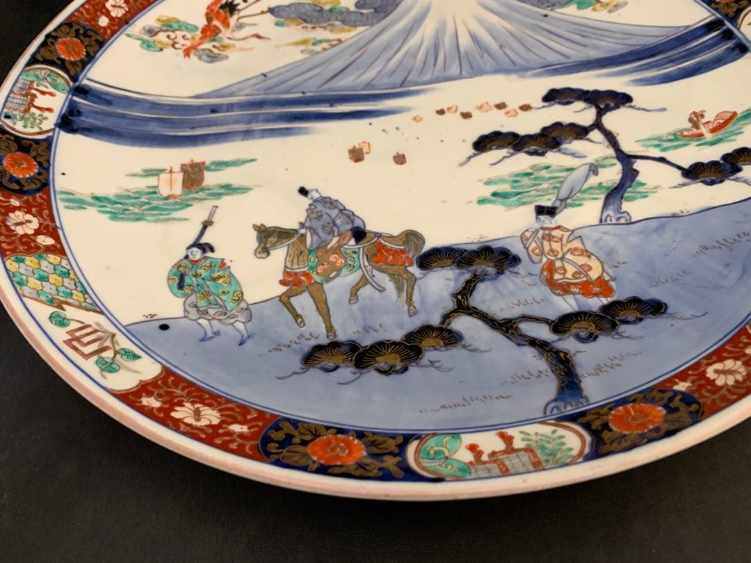 古伊万里　富士山　色絵金彩　大皿　約直径40㎝